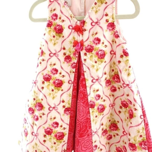 Roses & ribbons 100% cotton velveteen dress - Picture 6 of 8